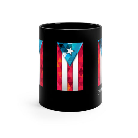 Bandera Puerto Rico Fractal Design Black mug 11oz