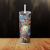 All Stickers Skinny Tumbler with Straw, 20oz