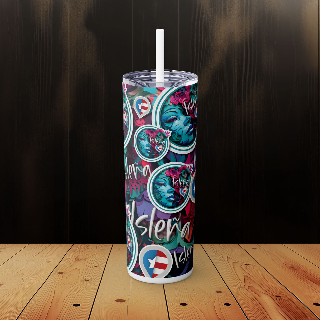 Isleña Skinny Tumbler with Straw, 20oz