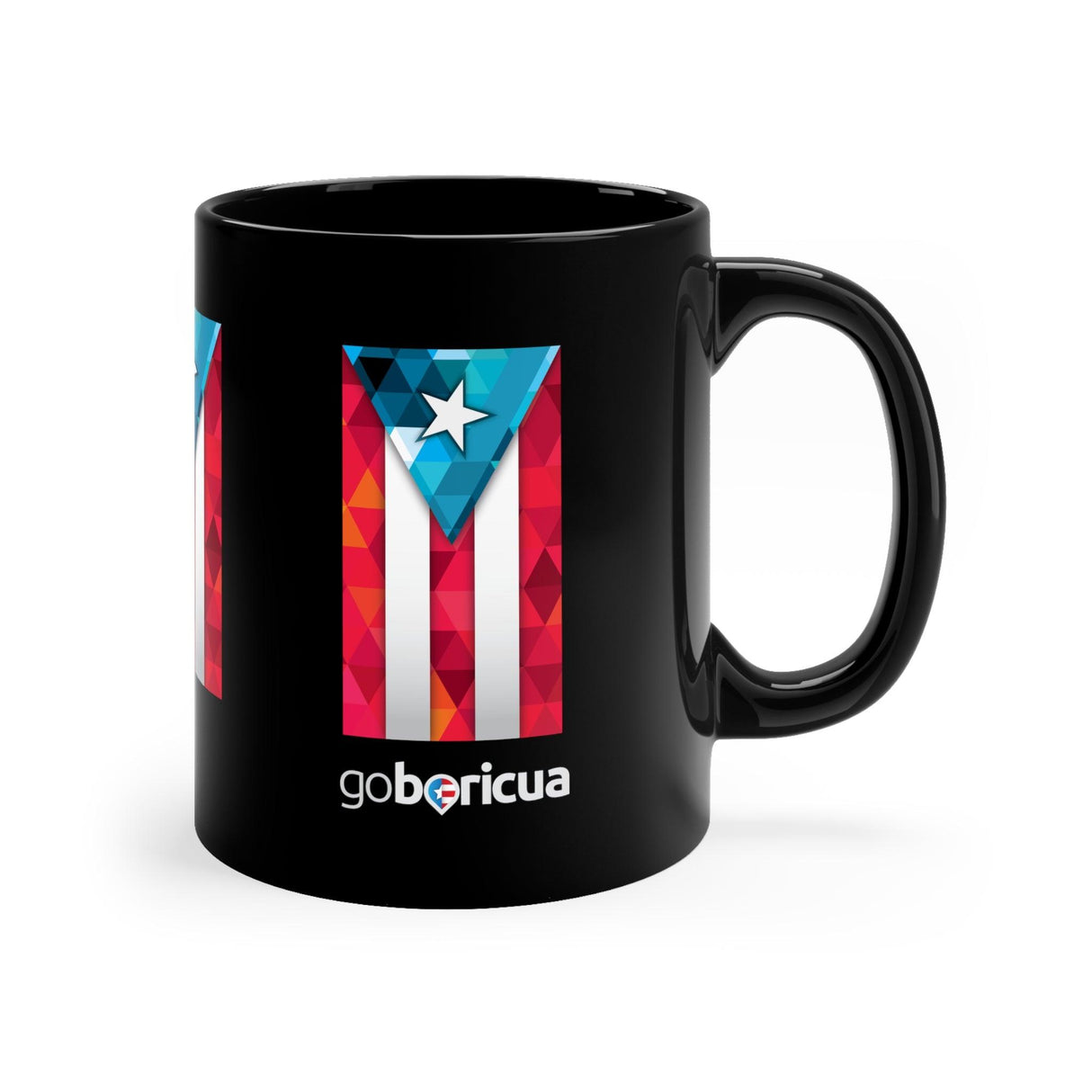 Bandera Puerto Rico Fractal Design Black mug 11oz