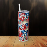 Borincano Skinny Tumbler with Straw, 20oz