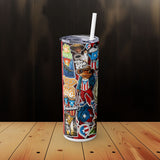 All Stickers Skinny Tumbler with Straw, 20oz