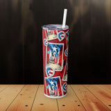 Borincano Skinny Tumbler with Straw, 20oz