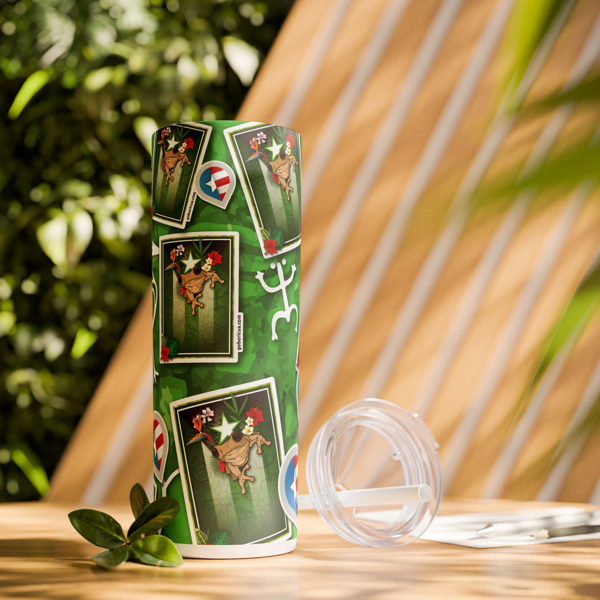 Coquí Indígena Skinny Tumbler with Straw, 20oz