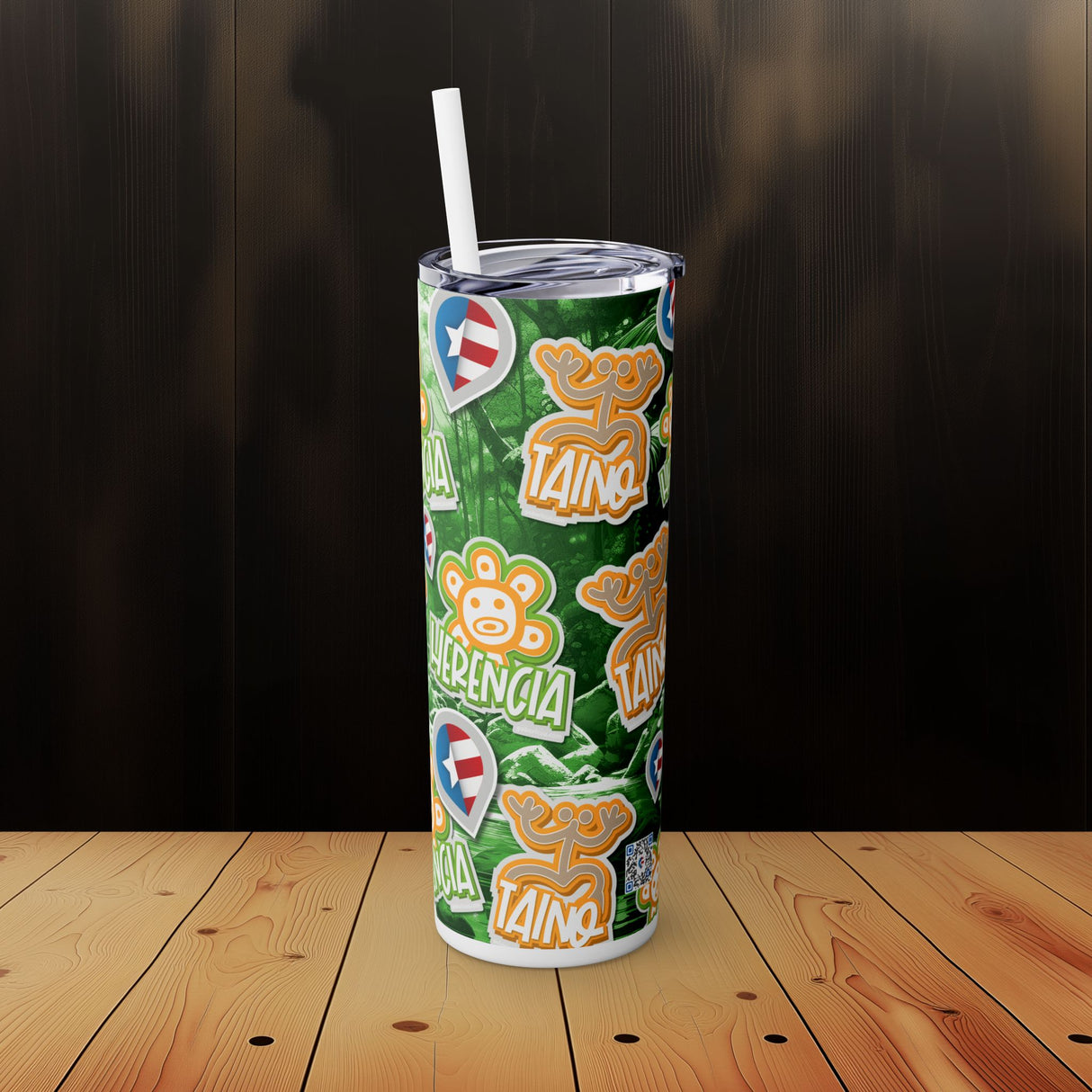 Taino Skinny Tumbler with Straw, 20oz