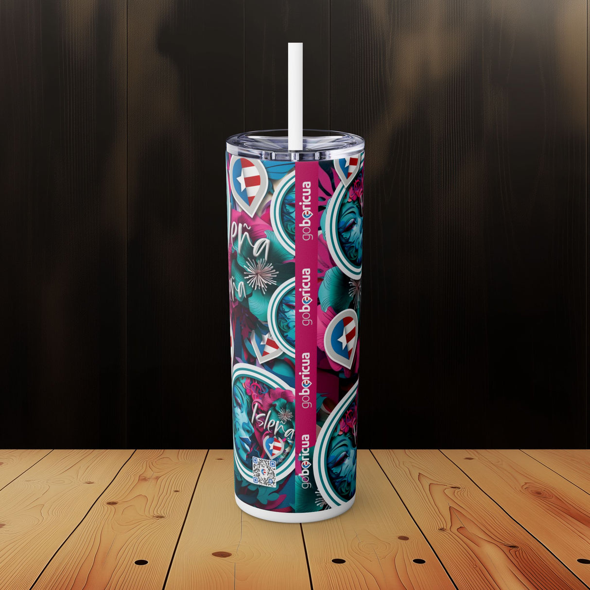 Isleña Skinny Tumbler with Straw, 20oz
