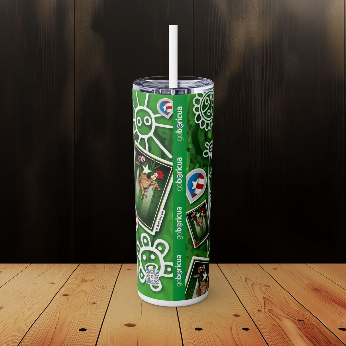 Coquí Indígena Skinny Tumbler with Straw, 20oz