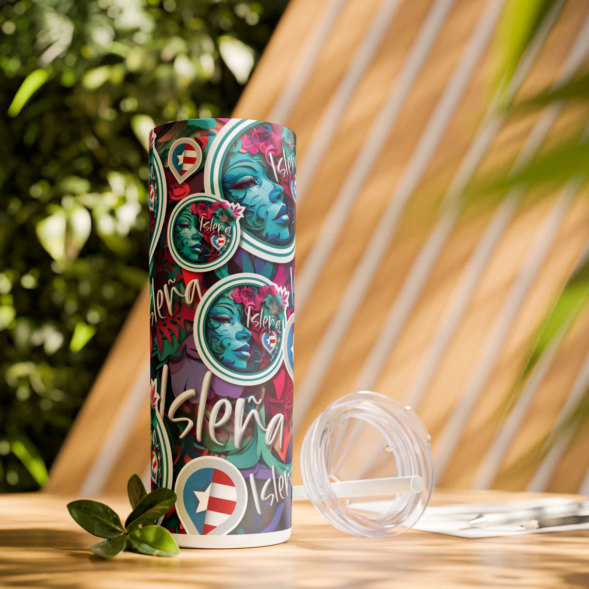 Isleña Skinny Tumbler with Straw, 20oz