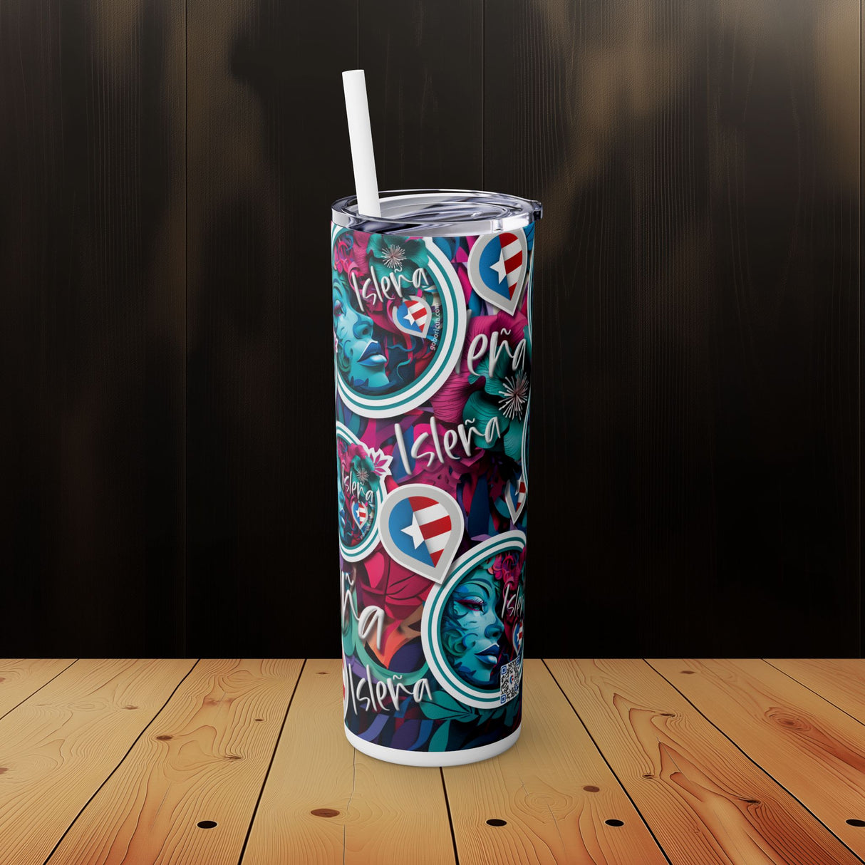 Isleña Skinny Tumbler with Straw, 20oz