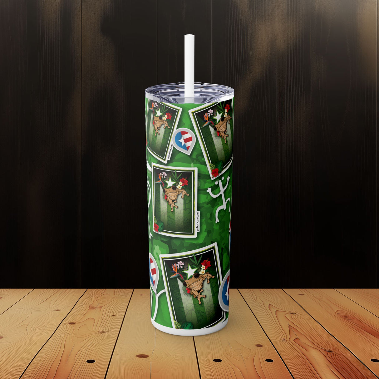 Coquí Indígena Skinny Tumbler with Straw, 20oz