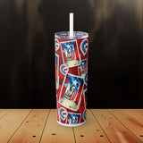 Borincano Skinny Tumbler with Straw, 20oz
