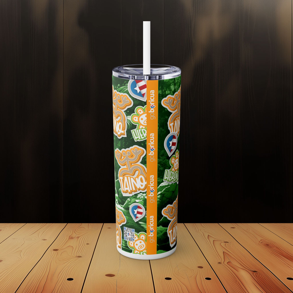Taino Skinny Tumbler with Straw, 20oz