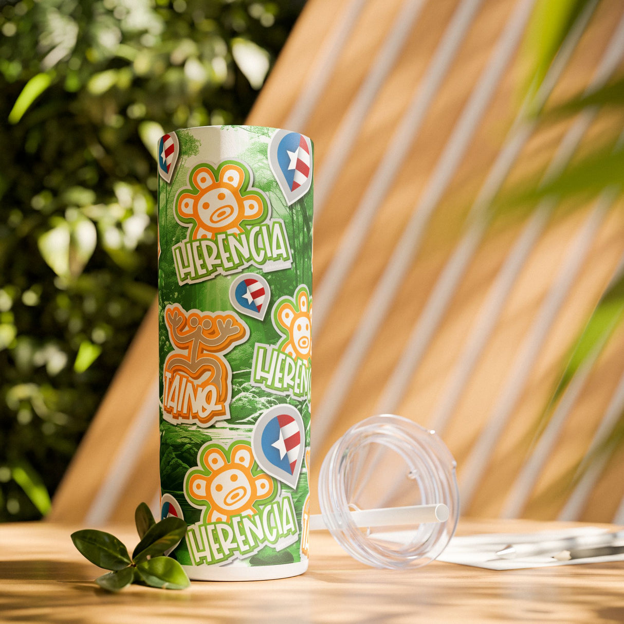 Taino Skinny Tumbler with Straw, 20oz