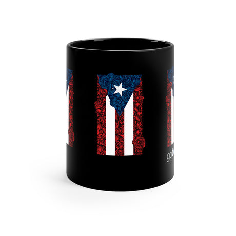Bandera Puerto Rico Rosas Black mug 11oz