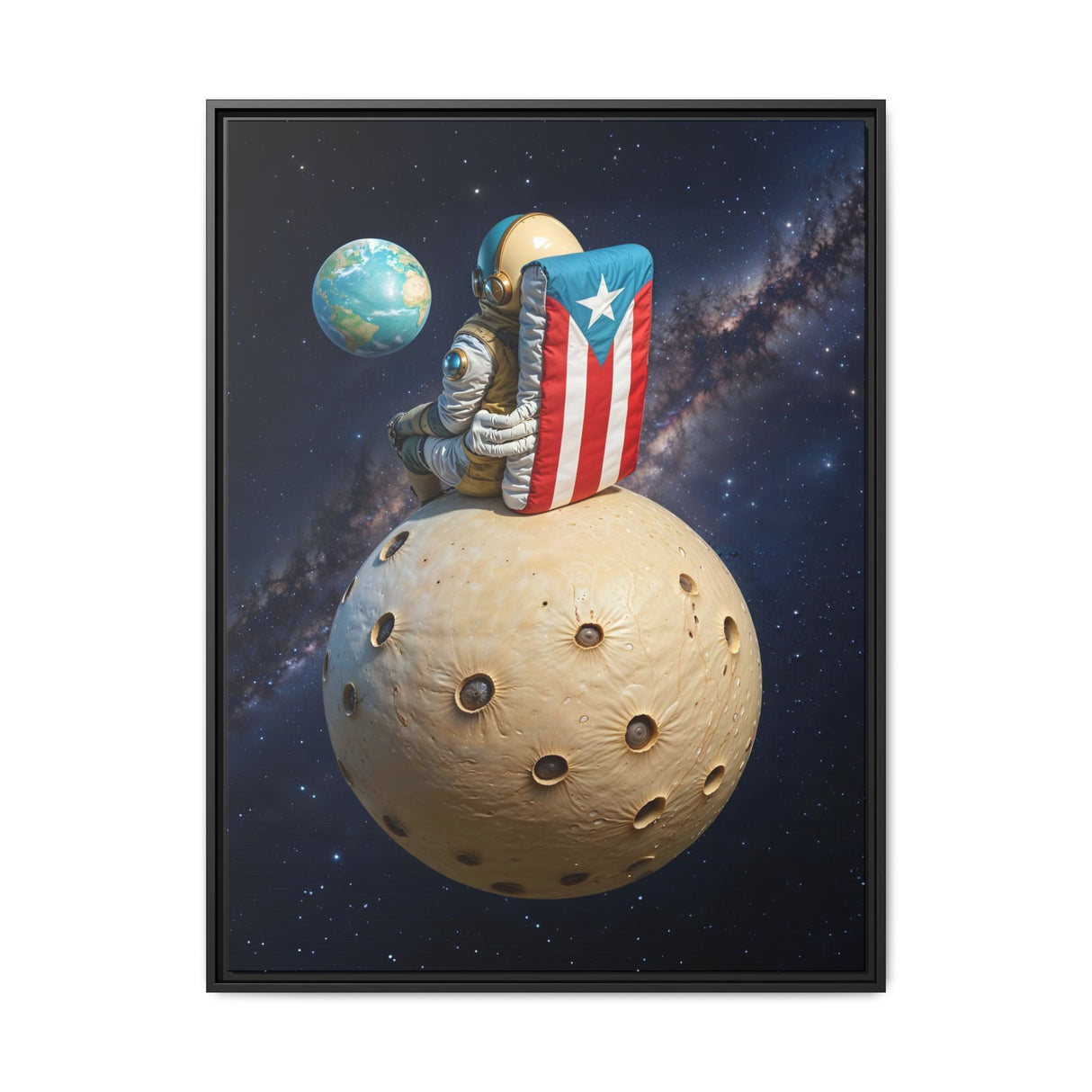Boricua en la Luna │ Edición Limitada - "Borincano 3D" Canvas 30 x40 pulgadas