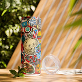 All Stickers Skinny Tumbler with Straw, 20oz