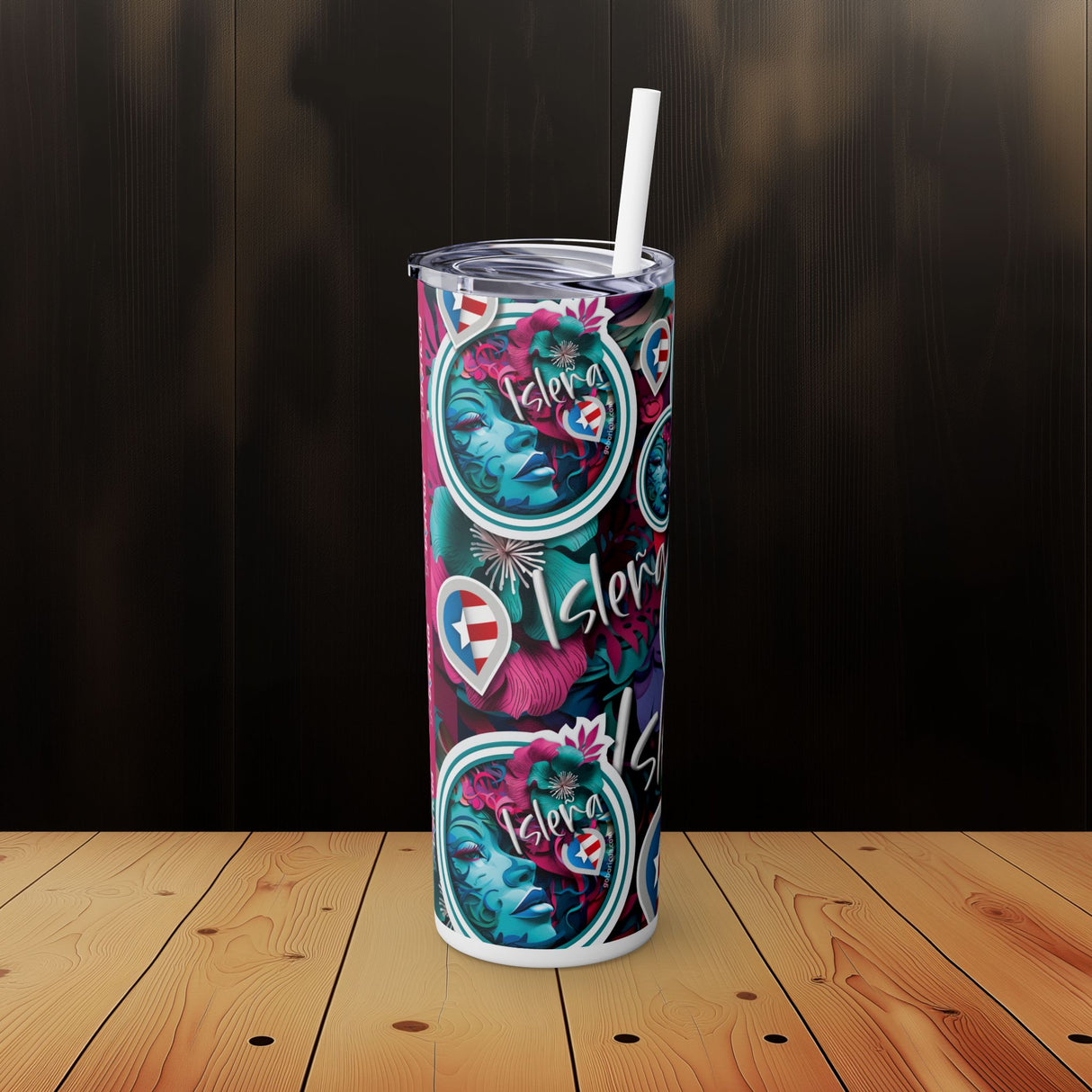Isleña Skinny Tumbler with Straw, 20oz