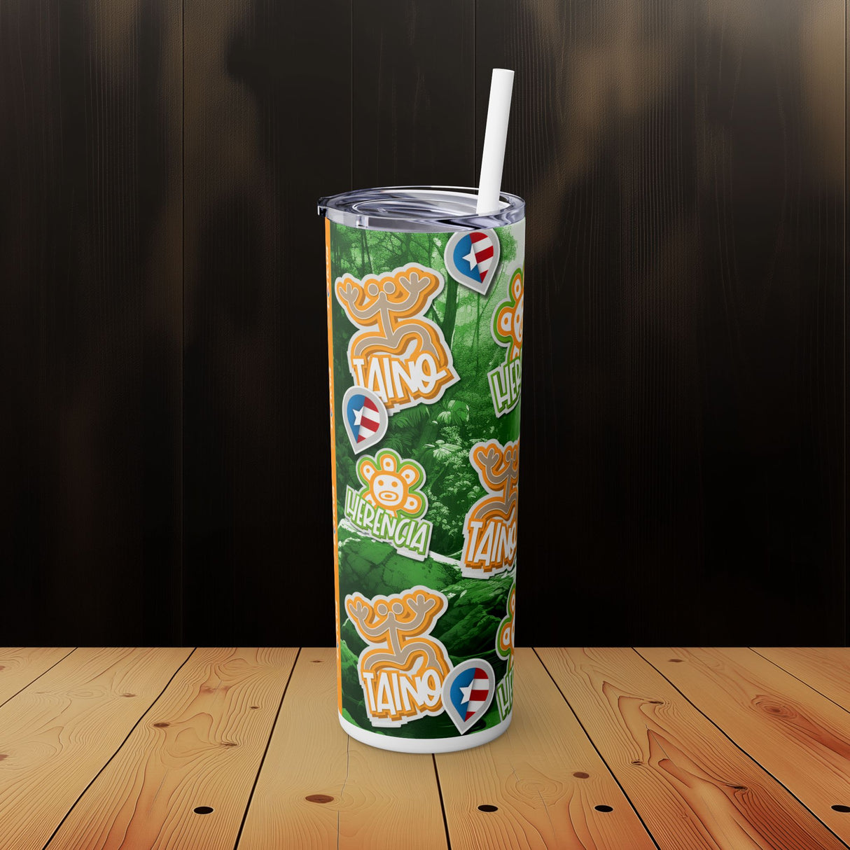Taino Skinny Tumbler with Straw, 20oz