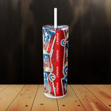 Borincano Skinny Tumbler with Straw, 20oz